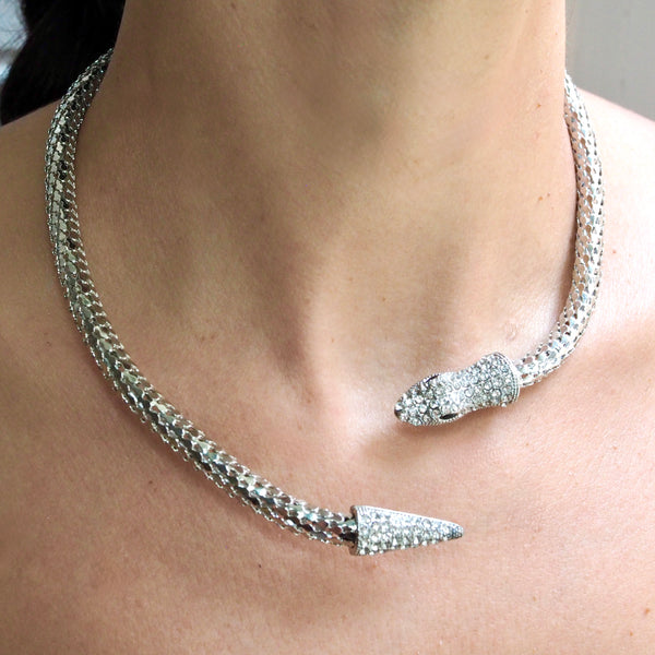 Collar Brazalete Serpiente Plata
